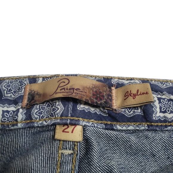 Paige Skyline Distressed Straight Leg Jean McKinley Wash Size 27, Size 4 - Picture 9 of 13